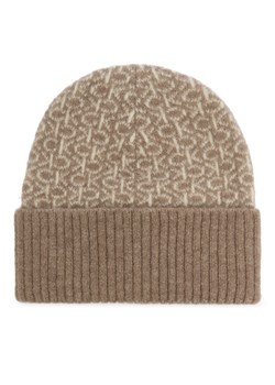 Czapka Calvin Klein Monogram Fold K60K612595 Beżowy ze sklepu eobuwie.pl w kategorii Czapki zimowe damskie - zdjęcie 187324835
