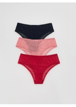 Reserved - Siateczkowe majtki hipster 3 pack - fuksja ze sklepu Reserved w kategorii Majtki damskie - zdjęcie 187325636