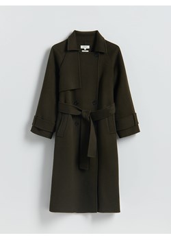 Reserved - Wełniany płaszcz handmade - ciemnozielony - id: 477GX-79X - marki Reserved - 187325639 Reserved - Wełniany płaszcz handmade - ciemnozielony ze sklepu Reserved w kategorii Płaszcze damskie - zdjęcie 187325639