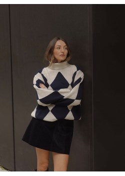 Reserved - Wełniany golf w romby - wielobarwny ze sklepu Reserved w kategorii Swetry damskie - zdjęcie 187327285