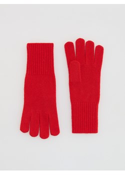 Reserved - Wełniane rękawiczki z dodatkiem kaszmiru - czerwony ze sklepu Reserved w kategorii Rękawiczki damskie - zdjęcie 187327297