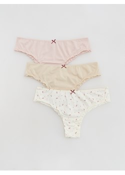 Reserved - Bawełniane majtki typu brazyliany 3 pack - wielobarwny ze sklepu Reserved w kategorii Majtki damskie - zdjęcie 187327326