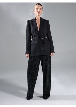 Sinsay - Spodnie wide leg z cyrkoniami - czarny ze sklepu Sinsay w kategorii Spodnie damskie - zdjęcie 187327685