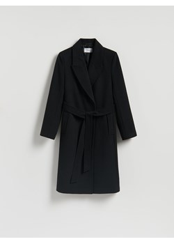 Reserved - Płaszcz z wiązanym paskiem - czarny - id: TS886-99X - marki Reserved - 187327947 Reserved - Płaszcz z wiązanym paskiem - czarny ze sklepu Reserved w kategorii Płaszcze damskie - zdjęcie 187327947