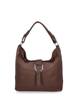 Klasyczna Torebka Damska Na Ramię firmy Herisson 16B376 Ciemno Beżowa ze sklepu PaniTorbalska w kategorii Torebki hobo - zdjęcie 187328577