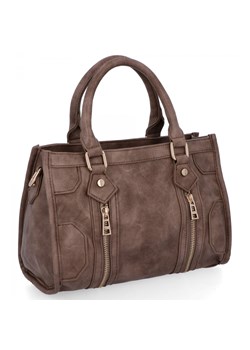 Torebka Damska w Stylu Vintage firmy Herisson 16B6047 Ciemno Beżowa ze sklepu PaniTorbalska w kategorii Kuferki - zdjęcie 187328895