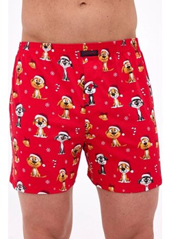 Luźne bokserki świąteczne męskie plus size Dogs 2 016/21, Kolor czerwony-wzór, Rozmiar 4XL, Cornette ze sklepu Primodo w kategorii Majtki męskie - zdjęcie 187330338