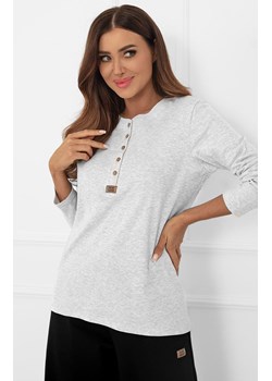 Bawełniana bluzka damska z długim rękawem jasny melanż Gordo, Kolor jasny melanż, Rozmiar S, Italian Fashion ze sklepu Primodo w kategorii Bluzki damskie - zdjęcie 187330599