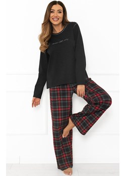 Piżama damska na długi rękaw i długie spodnie grafitowa Rozana, Kolor grafitowo-czerwony, Rozmiar S, Italian Fashion ze sklepu Primodo w kategorii Piżamy damskie - zdjęcie 187330617