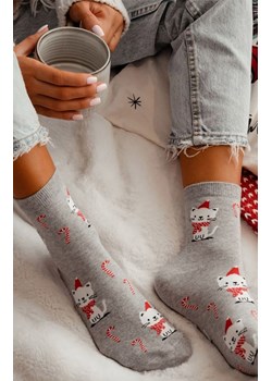 Świąteczne skarpetki damskie szare Kotek 1283.037, Kolor szary-wzór, Rozmiar 37-41, Milena ze sklepu Primodo w kategorii Skarpetki damskie - zdjęcie 187330759