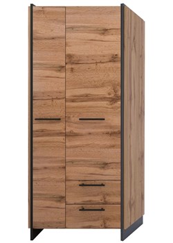 Duża szafa dwudrzwiowa z szufladami dąb wotan + czarny B0-C48 ze sklepu Edinos.pl w kategorii Szafy - zdjęcie 187330999