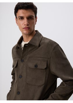 Reserved - Koszula z imitacji zamszu - zielony ze sklepu Reserved w kategorii Koszule męskie - zdjęcie 187331229
