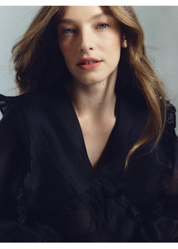 Reserved - Bluzka z ozdobnym kołnierzem - czarny ze sklepu Reserved w kategorii Bluzki damskie - zdjęcie 187331256