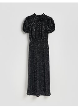 Reserved - Cekinowa sukienka z bufiastymi rękawami - czarny ze sklepu Reserved w kategorii Sukienki - zdjęcie 187331286