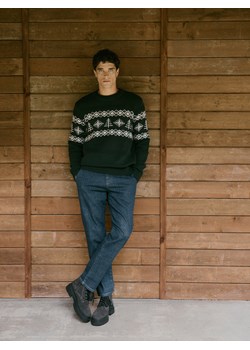 Reserved - Strukturalny sweter z bawełną - ciemnozielony ze sklepu Reserved w kategorii Swetry męskie - zdjęcie 187331307