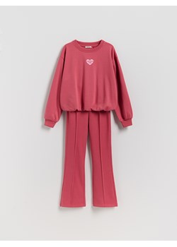 Reserved - Dzianinowy komplet z bawełną - różowy ze sklepu Reserved w kategorii Bluzy dziewczęce - zdjęcie 187331409