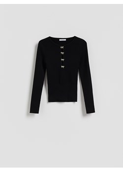 Reserved - Bluzka z ozdobną aplikacją - czarny ze sklepu Reserved w kategorii Bluzki damskie - zdjęcie 187331529