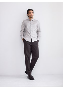 Reserved - Bawełniana koszula slim fit - jasnoszary ze sklepu Reserved w kategorii Koszule męskie - zdjęcie 187331639