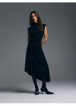 Reserved - Asymetryczna sukienka midi - czarny ze sklepu Reserved w kategorii Sukienki - zdjęcie 187331797
