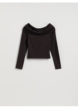 Reserved - Longsleeve z modalem - ciemnobrązowy ze sklepu Reserved w kategorii Bluzki damskie - zdjęcie 187331808