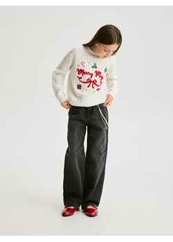 Reserved - Jeansy straight z łańcuszkiem - czarny ze sklepu Reserved w kategorii Spodnie dziewczęce - zdjęcie 187331928