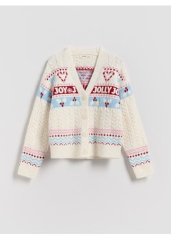 Reserved - Świąteczny kardigan - złamana biel ze sklepu Reserved w kategorii Swetry dziewczęce - zdjęcie 187331949