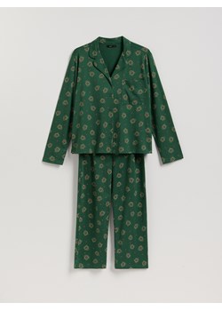 Reserved - Dwuczęściowa piżama ze świątecznym nadrukiem - zielony ze sklepu Reserved w kategorii Piżamy damskie - zdjęcie 187332118