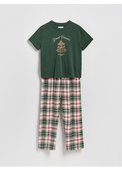 Reserved - Flanelowa piżama w kratę - zielony ze sklepu Reserved w kategorii Piżamy damskie - zdjęcie 187332135