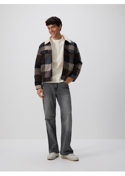 Reserved - Kurtka sherpa w kratę - granatowy ze sklepu Reserved w kategorii Kurtki męskie - zdjęcie 187332197