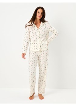 Sinsay - Bawełniana piżama dwuczęściowa ze wzorem - kremowy ze sklepu Sinsay w kategorii Piżamy damskie - zdjęcie 187333159