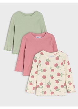 Sinsay - Bawełniana koszulka 3 pack - kremowy ze sklepu Sinsay w kategorii Kaftaniki i bluzki - zdjęcie 187333216