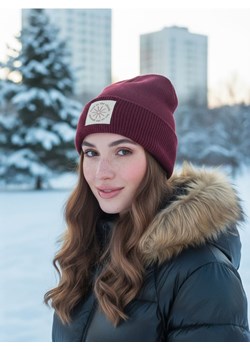 Sinsay - Prążkowana czapka beanie - bordowy ze sklepu Sinsay w kategorii Czapki zimowe damskie - zdjęcie 187333265