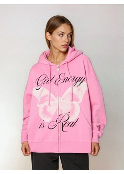 Sinsay - Bluza zip hoodie z nadrukiem - różowy ze sklepu Sinsay w kategorii Bluzy damskie - zdjęcie 187333297