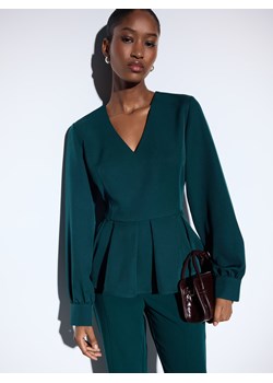 Mohito - Zielona bluzka z falbaną - ciemny zielony ze sklepu Mohito w kategorii Bluzki damskie - zdjęcie 187333718