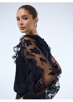 Mohito - Czarna bluzka z ozdobnymi rękawami - czarny ze sklepu Mohito w kategorii Bluzki damskie - zdjęcie 187333745