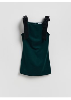 Reserved - Welurowa sukienka mini - ciemnozielony ze sklepu Reserved w kategorii Sukienki - zdjęcie 187333866