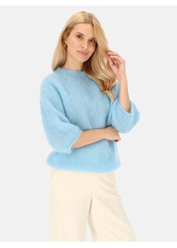 Błękitny moherowy sweter damski z rękawem 3/4 L’AF Lorenza ze sklepu Eye For Fashion w kategorii Swetry damskie - zdjęcie 187336636