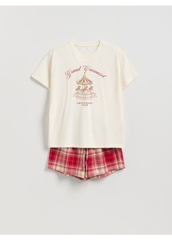 Reserved - Dwuczęściowa piżama z nadrukiem - czerwony ze sklepu Reserved w kategorii Piżamy damskie - zdjęcie 187336936