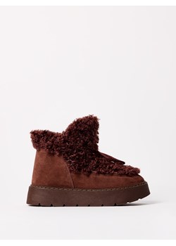 Mohito - Skórzane brązowe śniegowce - ciemnobrązowy ze sklepu Mohito w kategorii Śniegowce damskie - zdjęcie 187338107