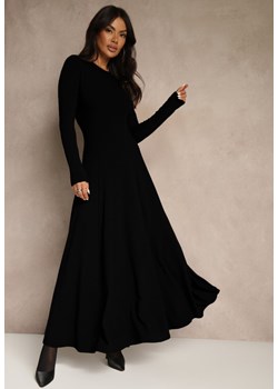 Czarna Rozkloszowana Sukienka z Bawełny Tusmala ze sklepu renee.pl w kategorii Sukienki - zdjęcie 187338188