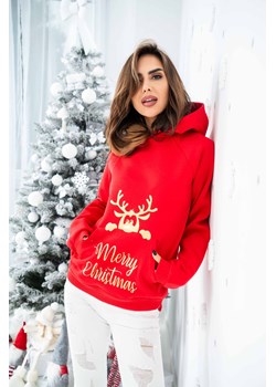 bluza rudolf merry christmas polski producent tmc edycja świąteczna - czerwona ze sklepu STYLOWO w kategorii Bluzy damskie - zdjęcie 187338216