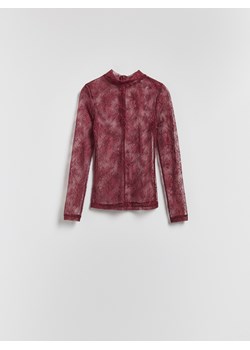 Reserved - Koronkowa bluzka - ciemnobrązowy ze sklepu Reserved w kategorii Bluzki damskie - zdjęcie 187338285