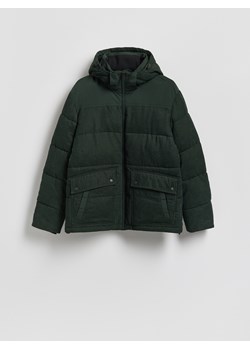 Reserved - Sztruksowa kurtka z kapturem - ciemnozielony ze sklepu Reserved w kategorii Kurtki męskie - zdjęcie 187338386