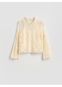 Reserved - Bluzka z haftowanym zdobieniem - kremowy ze sklepu Reserved w kategorii Bluzki damskie - zdjęcie 187340048