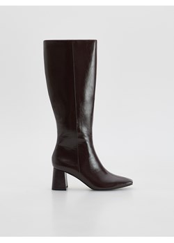 Reserved - Kozaki na obcasie - ciemnobrązowy ze sklepu Reserved w kategorii Kozaki damskie - zdjęcie 187341216