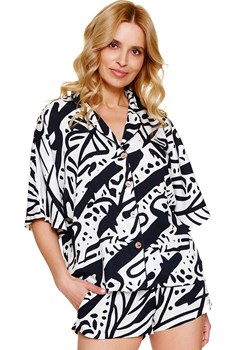 Doctor Nap dwuczęściowa piżama damska PM.7310.LA_PALMA, Kolor ecru-czarny, Rozmiar S, Doctor Nap ze sklepu Primodo w kategorii Piżamy damskie - zdjęcie 187343797