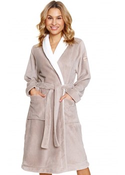 Doctor Nap długi szlafrok damski SWW.7182.BEIGE, Kolor beżowy, Rozmiar M, Doctor Nap ze sklepu Primodo w kategorii Szlafroki damskie - zdjęcie 187343807