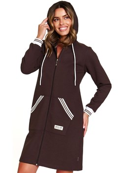 Doctor Nap dresowy szlafrok damski z kapturem SMZ.4508.BROWNIE, Kolor brązowy, Rozmiar S, Doctor Nap ze sklepu Intymna w kategorii Szlafroki damskie - zdjęcie 187344279