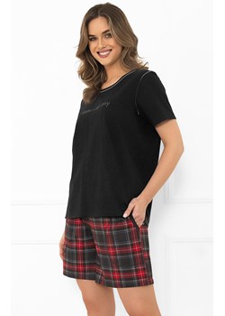 Piżama damska na krótki rękaw i krótkie spodnie grafitowa Rozana, Kolor grafitowo-czerwony, Rozmiar S, Italian Fashion ze sklepu Intymna w kategorii Piżamy damskie - zdjęcie 187344345