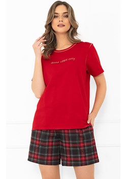 Piżama damska na krótki rękaw i krótkie spodnie czerwona Rozana, Kolor czerwony-wzór, Rozmiar S, Italian Fashion ze sklepu Intymna w kategorii Piżamy damskie - zdjęcie 187344358